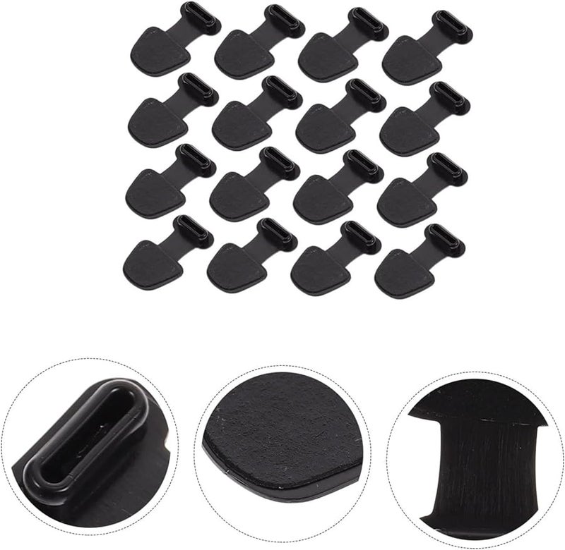 Black 16 Pcs Self Adhesive Type C Charging Port Protectors Silicone Stoppers - Image 3